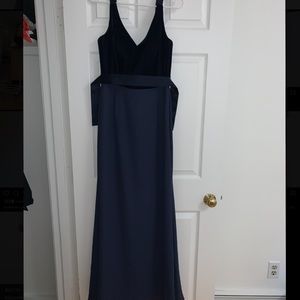 Vera wang navy blue full length bridesmaids dress